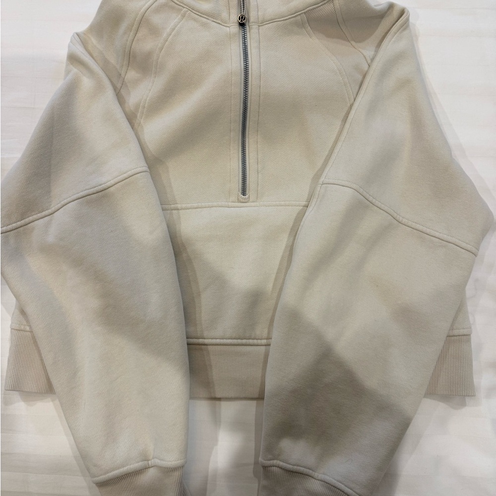 NWOT lululemon bone scuba oversized half-zip hoodie